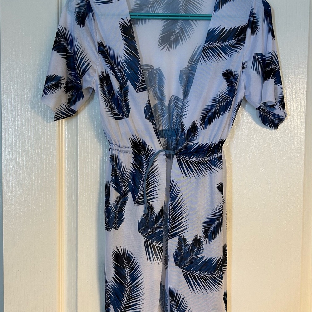 Tropical Leaf Print bathing suit cover-up size 14Y